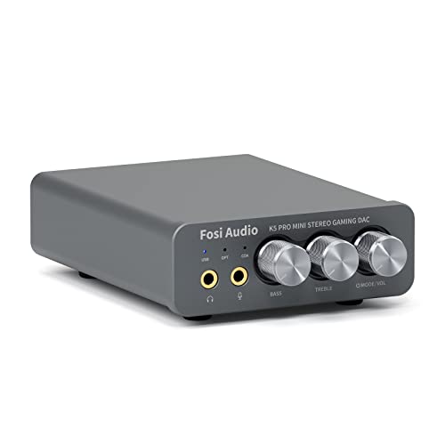Fosi Audio K5 Pro Gaming DAC Headphone Amplifier Mini Hi-Fi Stereo Digital-to-Analog Audio Converter USB Type C/Coaxial to RCA/Optical/3.5MM AUX for PS5/PC/MAC/Computer