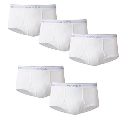 Hanes Men's Moisture-Wicking Cotton Briefs, Available in White and Black, Multi-Packs Available - Large - White - 5 Pack - 5