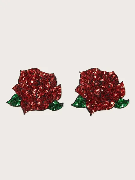 Contrast Sequin Floral Shape Nipple Cover