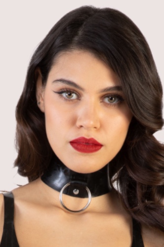Imogen Black Latex and Ring Collar | One Size