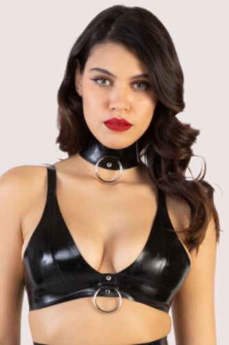 Imogen Black Latex and Ring Bra | UK 14