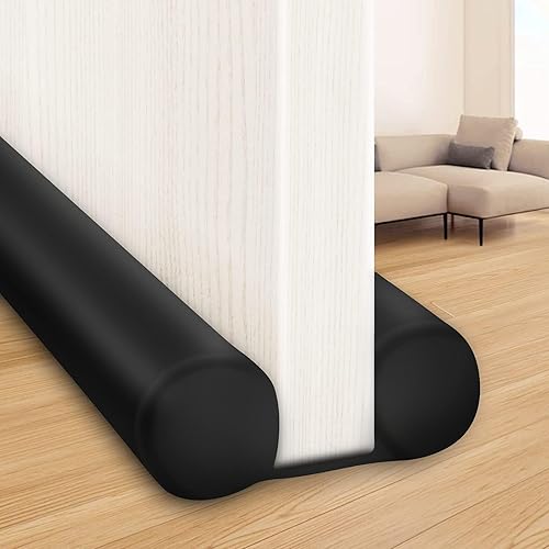 MAXTID Large Door Draft Stopper for Bottom of Doors 36” Under Door Draft Noise Blocker Black Gap Stoppers Door Draft Guard for Bottom of Doors Adjustable Door Sweep Draft Seal Home Essentials Gadgets - Black - 36" (Up to 1.7" Gaps)