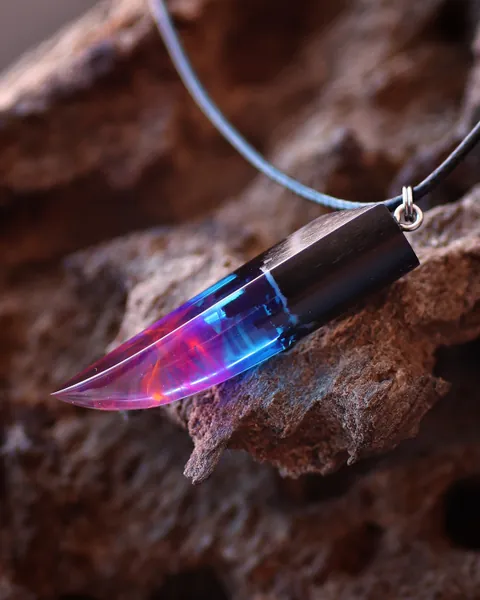 Wood resin pendant Aurora borealis Glow in the dark