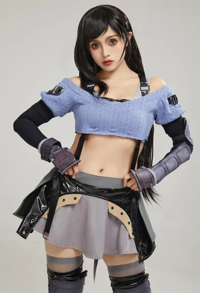 Tifa Cosplay Costume Vest and Top with Short Skirt and Arm Sleeves