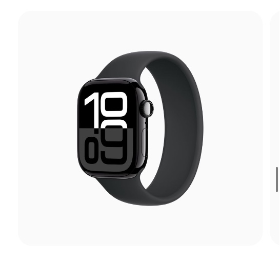 Apple Watch Series 10 GPS, 42mm Jet Black Aluminum Case with Black Solo Loop - Size 4