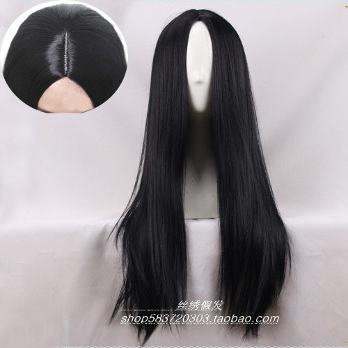 24 "/ 60cm 70cm 80cm 100cm Alice center troncatura parrucca lunga diritta nera Alice: la pazza rende le donne parrucche per capelli cosplay - AliExpress 