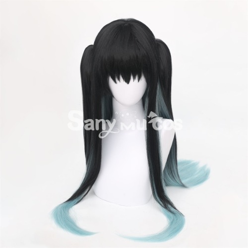 【In Stock】Comics Demon Slayer Cosplay Edogawa Tokitou Muichirou Black Mixed Green Long Cosplay Wig