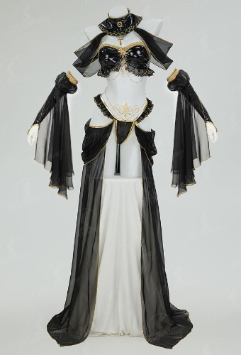 Anubis Lingerie Set Cutout Backless Top and Panty with Skirt Hem and Collar