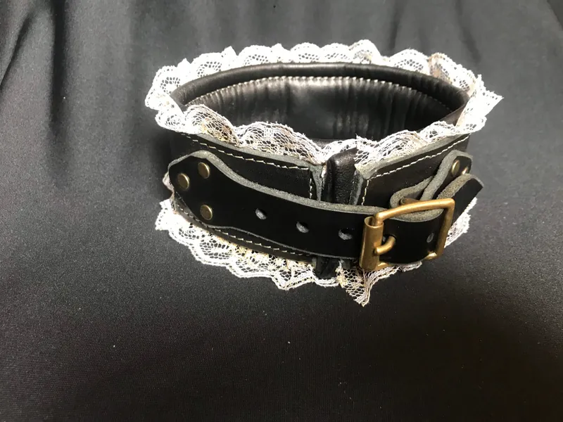 Black leather collar with padding