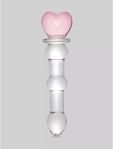 Lovehoney Beaded Heart Sensual Glass Dildo 6 Inch