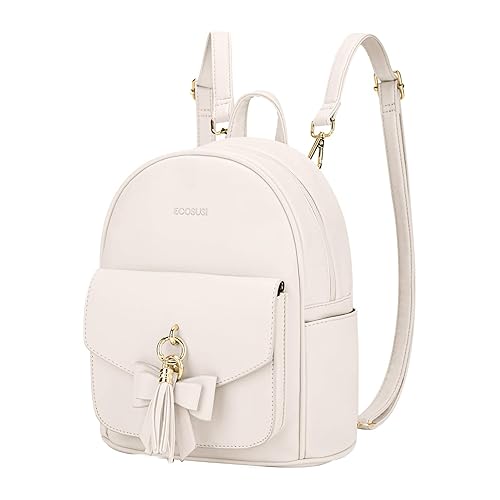 ECOSUSI Damen Rucksack Klein Soft Pu Leder Rucksäcke Schultaschen Wasserdichte Damenrucksäcke Kleine - 6-beige