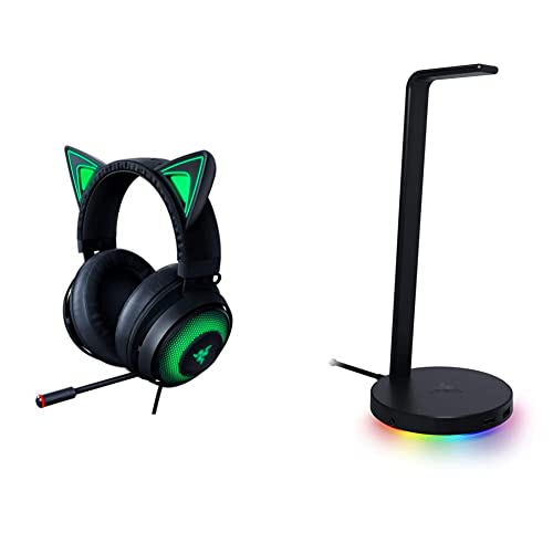 Razer Kraken Kitty RGB USB Gaming Headset + Base Station V2 Chroma: Classic Black - Classic Black - Headset + Chroma Stand - Kraken Kitty