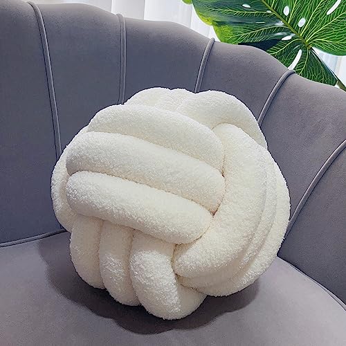 Vdoioe Knot Pillow Ball,Round Knot Throw Pillow Home Decorative Ball Pillow Soft, Knotted Pillow for Living Room Bed Couch Sofa - Cream - 11inch/28cm