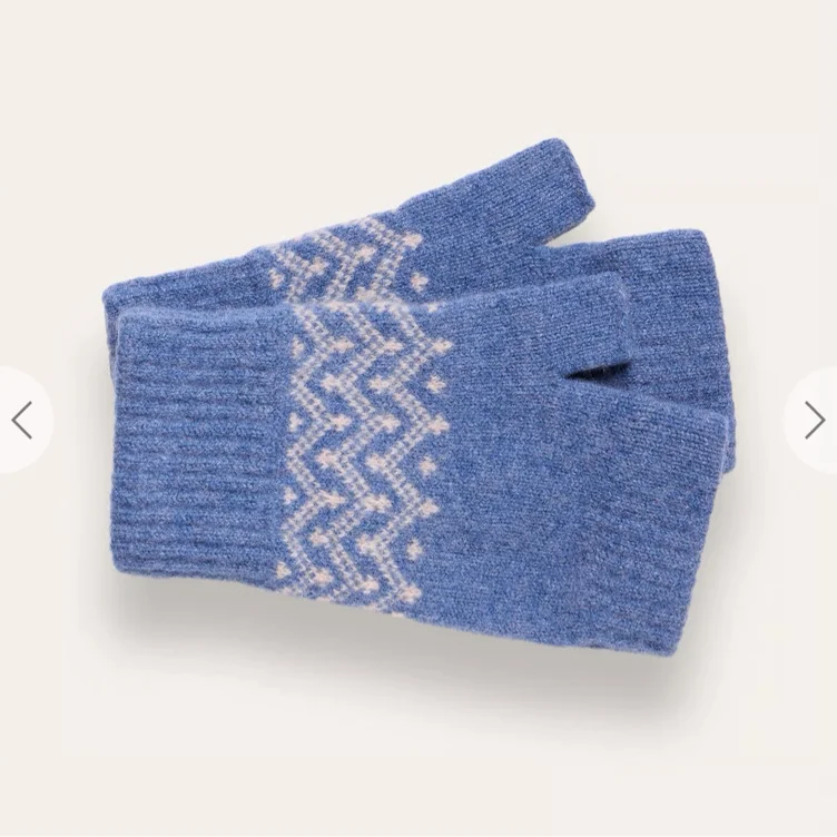 Lambswool Ripple Fair Isle Fingerless Gloves