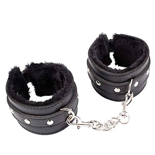 Rbenxia Adjustable Handcuffs Ankle Bracelets SM Adult Plush PU Leather Bondage Fetish Handcuffs Kit Cuff Restraint Set Sex Toy, Handcuff Restraints Adult Sex Toys Black - black