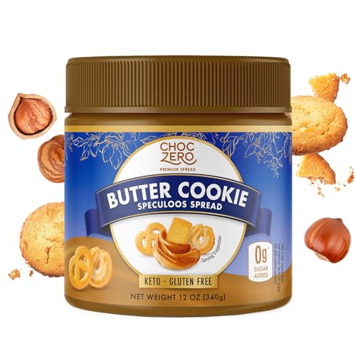 ChocZero Keto Cookie Butter Spread - No Sugar Added, Gluten Free, Low Carb Speculoos, Biscuit, Keto Friendly, Nut Butter Alternative, Dessert Hummus, Naturally Sweetened with Monk Fruit (1 jar, 12 oz) - Keto Cookie Butter Spread