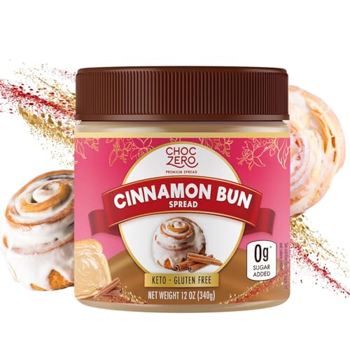 ChocZero Cinnamon Bun Spread, No Added Sugar, Perfect for Breakfast and Desserts, All Natural and Creamy (1 jar, 12 oz) - Cinnamon Bun Spread