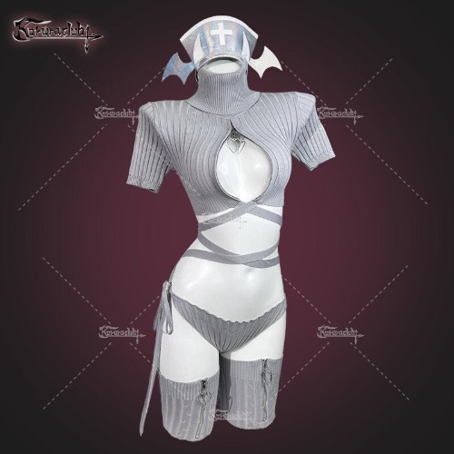 KORURACLUB SOFT COSPLAY SWEATER NURSE COSTUME KO01 (4-PIECE SET) | Free Size（Suitable Size From XS To L） / Grey
