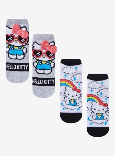 Hello Kitty Bow & Rainbow No-Show Socks 2 Pair