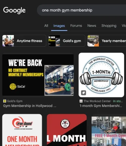 one month gym membership