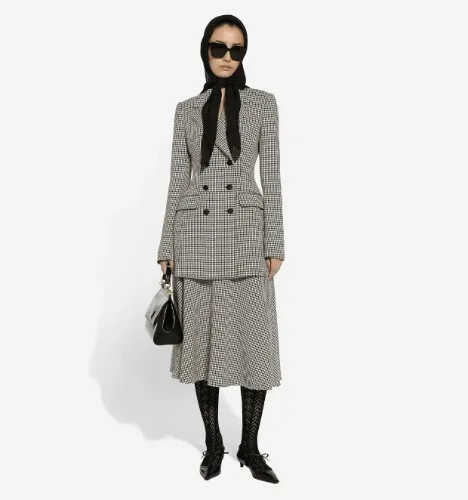 Double-breasted houndstooth jacket