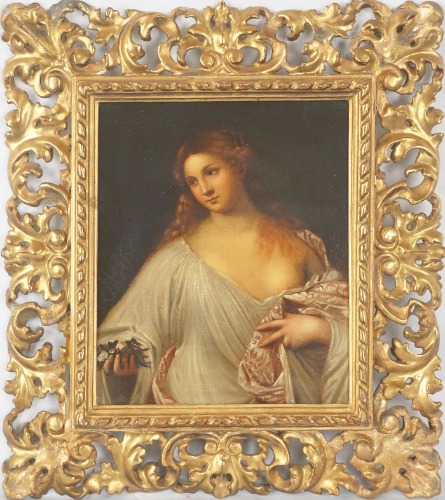 19th Century Oil Painting Study of Titian's Masterpiece "Flora"