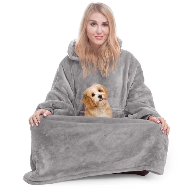 Oversized Blanket Hoodie - Light Gray