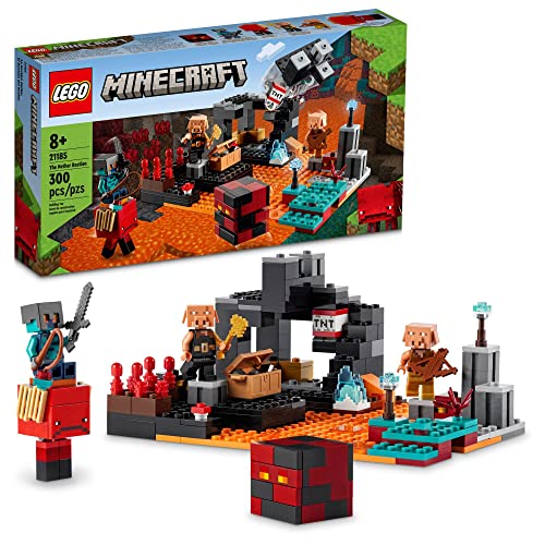 LEGO Minecraft The Nether Bastion Set, 21185 Battle Action Toy with Mob, Piglin Brute & Strider Figures, for Kids, Boys and Girls Age 8 Plus - Multicolor