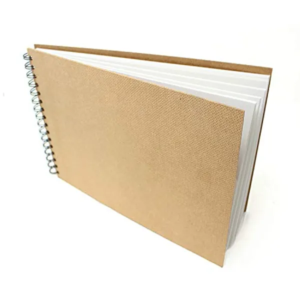 Artway Enviro Spiral Bound Sketchbook - 70 Sides (35 Leaves) of 100% Recycled 170gsm Cartridge Paper,White, A4 Landscape