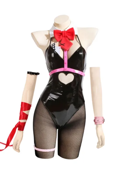 Vocal Drivative Sexy Bunny Girl Costume Black Bodysuit and Headband with Pantyhose Bow Tie