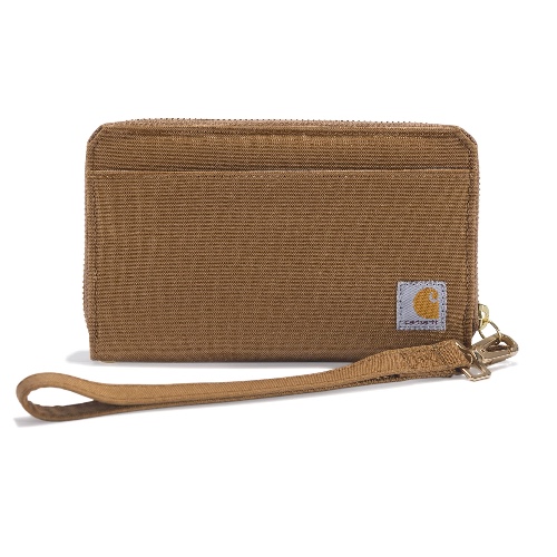 Carhartt Women's Rugged Canvas Wallets, Available in Multiple Styles & Colors - Nylon Duck Lay-Flat Clutch (Deep Wine) One Size