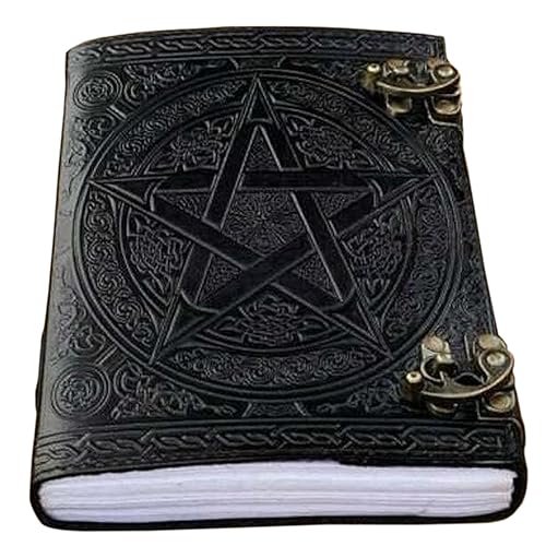 Large pentagram journal leather embossed large pentacle notebook writing leather notebook handmade leather journal leather grimoire leather sketchbook book of shadows 7 x 10
