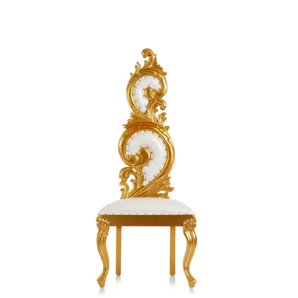 Serpentine Throne Chair - White / Gold