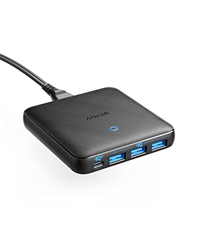 Anker 65W 4 Port PIQ 3.0 & GaN Fast Charger Adapter, PowerPort Atom III Slim Wall Charger - 45W USB C Port, Ideal for MacBook, Laptops, iPad Pro, iPhone, Galaxy, Pixel
