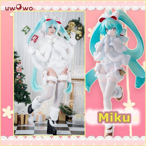 【In Stock】Uwowo Vocaloid Hatsune Miku SweetSweets Series White Christmas Cosplay Costume - 【In Stock】L