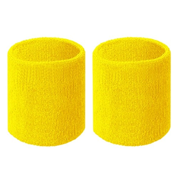HAPPYWENDY Colorful Cotton Sport Wristbands for Men and Women - 3" Athletic Terry Cloth Sweatbands in Neon Colors - Wrist Sweat Bands for Tennis, Basketball, Running, Gym (1 Pair)