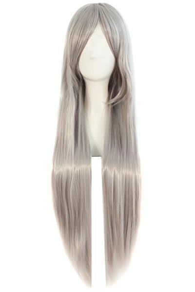 (Gray) - MapofBeauty 32" 80cm Long Straight Anime Costume Cosplay Wig Party Wig (Grey)