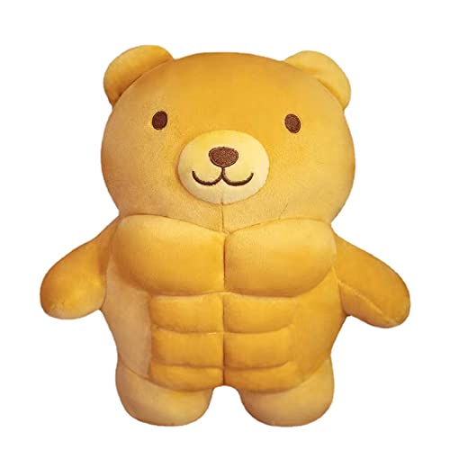 Cartoon Muscle Bear Pillow Plush Bear Large Doll Funny Gift (Bear,11.5 inch) - 