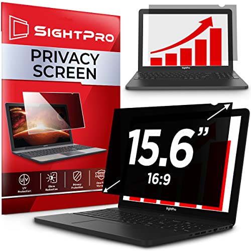 SightPro 15.6 Inch Laptop Privacy Screen Filter for 16:9 Widescreen Display - Computer Monitor Privacy Shield and Anti-Glare Protector - 15.6 Inch (Diagonal) - 16:9 Aspect Ratio
