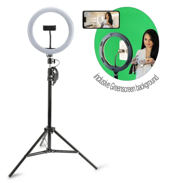 4smarts LoomiPod XL Tripod Selfie Ring Light LED &amp; Green Screen