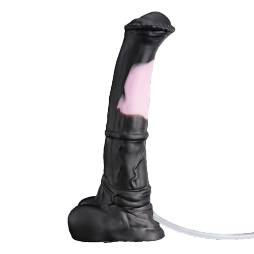 Nothosaur 15”(XXL) [CONOLA with Tube] Sex Toys Squirting Dildo Thrusting Dildo Ejaculating Dildo Realistic Dildo with Suction Cup, Platinum Silicone Anal Dildo Butt Plug Sex Toys for Women Men - XXL (38 cm) - Black&pink