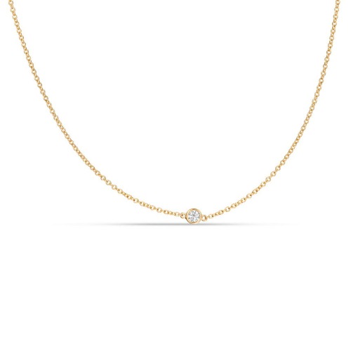 Single Solitaire Diamond Necklace - 14K Yellow Gold / Medium