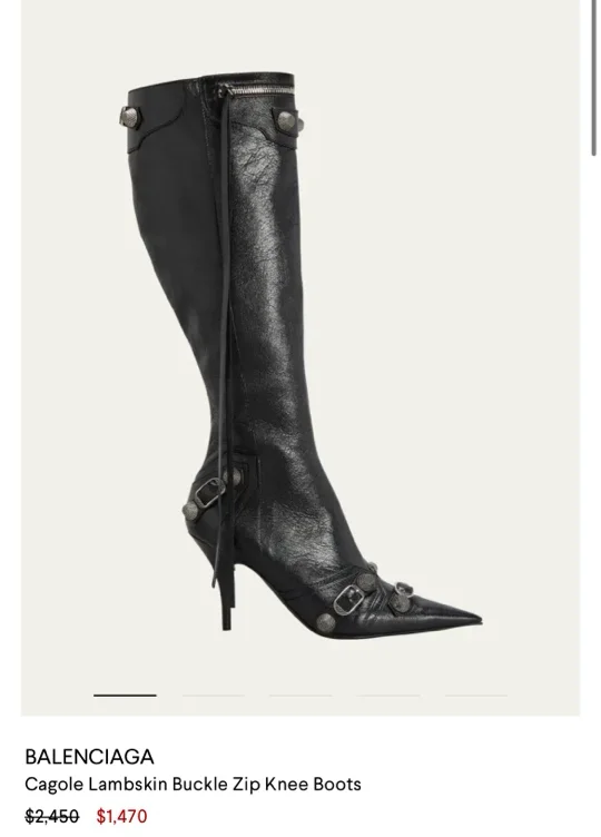 Cagole Lambskin Buckle Zip Knee Boots