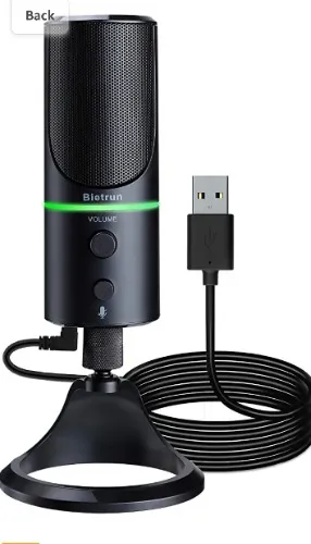 Amazon.com: Bietrun USB Microphone, Condenser Gaming Mic for Mac/Windows/Desktop/Laptop, Plug & Play, Headphone Jack, LED Ring, Computer Microphone for Zoom, Podcasts, Streaming : Electronics