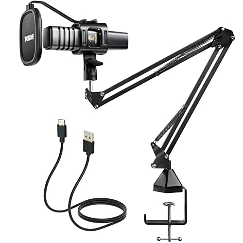 TONOR USB Microphone Kit, PC Podcast Recording Cardioid Condenser Computer Mic Set for Gaming, Streaming, Singing, Voice Over, YouTube, Studio Mic Bundle with Adjustable Arm Stand, TC30+ - TC30+