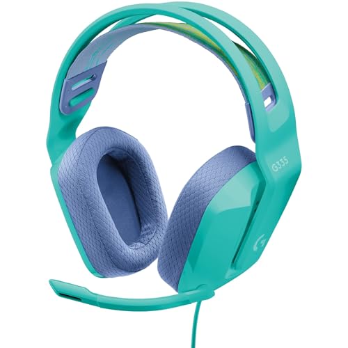 Logitech G335 Wired Gaming Headset, with Flip to Mute Microphone, 3.5mm Audio Jack, Memory Foam Earpads, Lightweight, Compatible with PC, PlayStation, Xbox, Nintendo Switch - Mint - Mint - Wired - Headset