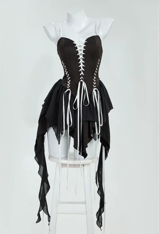 【Costume】缝线绑带设计连衣裙