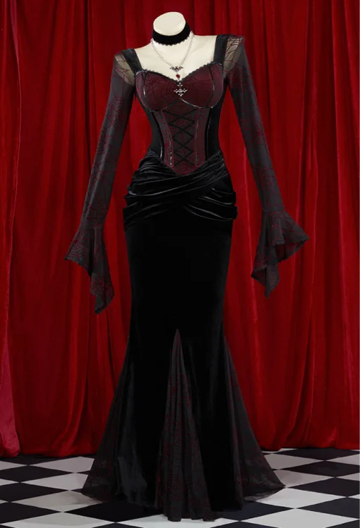 【常服】【meow】黑红吸血鬼哥特连衣裙
