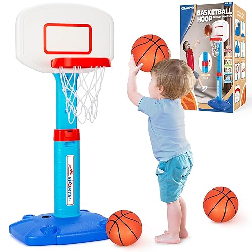 Toddler Basketball Hoop Indoor for Age 1-3, Adjustable Kids Basketball Hoop, Mini Basketball Hoop with 3 Balls for Outdoor Poolside, Birthday Christmas Sport Toys Gift for Baby Boys Girls Age 1 2 3 4 - Blue