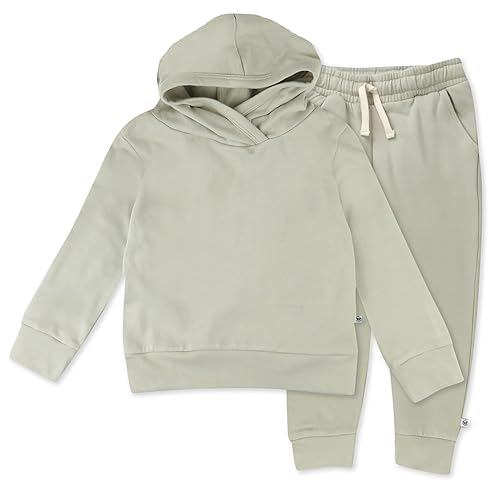 HonestBaby Multipack Pullover Hoodie Sweatshirt Jogger Sweatpant Sets Organic Cotton Baby, Toddler, Boys, Girls, Unisex - 2T - Khaki - 2